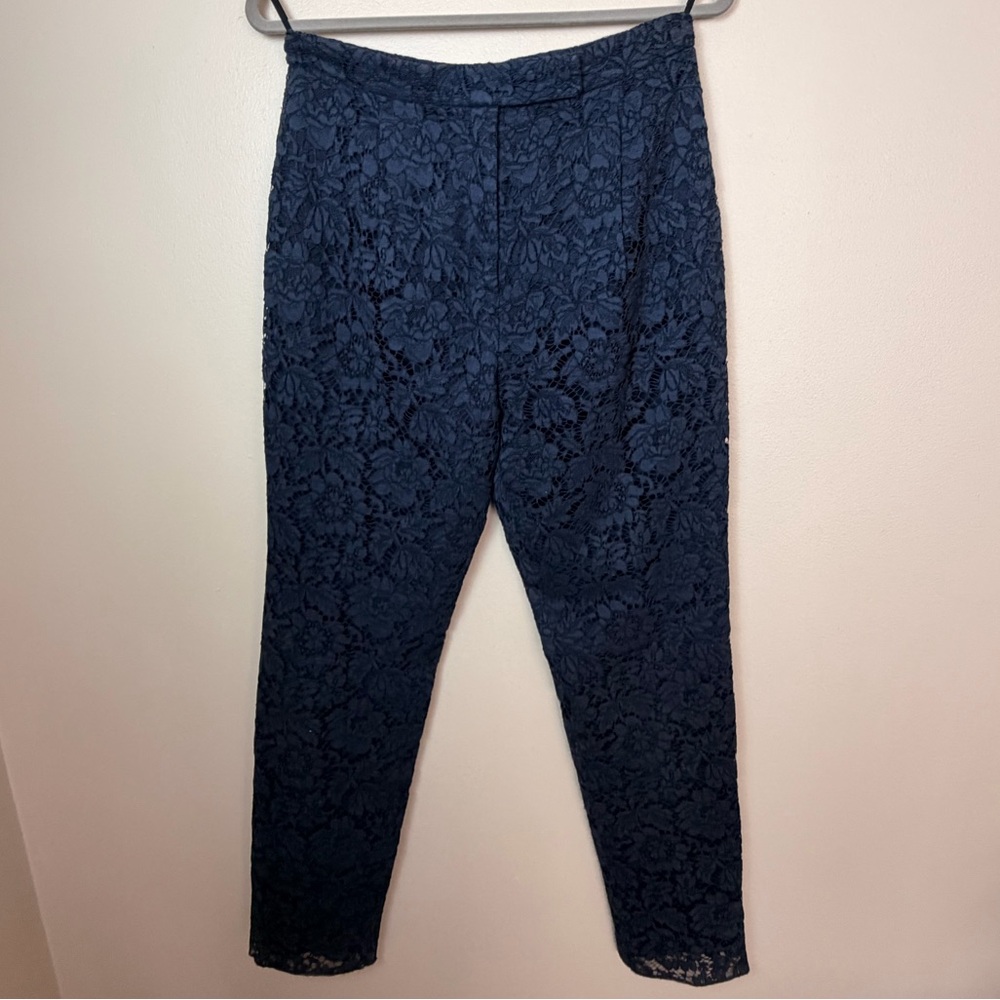 VALENTINO Lace Pants Silk Lined Navy Blue EU 42 US 6 Made in Italy - Picture 7 of 16